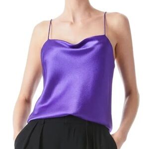 ALICE + OLIVIA 
Harmon Drapey Cowl Neck Tank - Purple